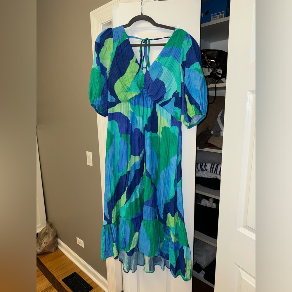 Nobody’s Child Blue Abstract Amy Midi Dress
